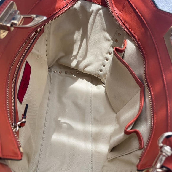 Valentino Vitello Orange Rockstud Double Handle Tote Orange Shoulder Bag - Picture 3 of 10